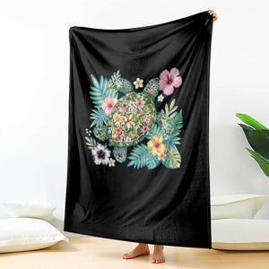 Floral Summer Turtle Throw Blanket Preppy Tropical Coastal Beach Graphic TS12 Print Your Wear