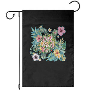Floral Summer Turtle Garden Flag Preppy Tropical Coastal Beach Graphic TS12 Black Print Your Wear
