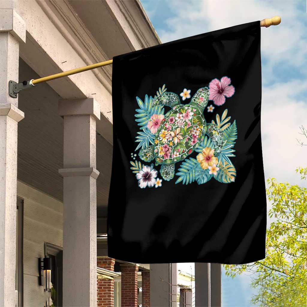 Floral Summer Turtle Garden Flag Preppy Tropical Coastal Beach Graphic TS12 Print Your Wear