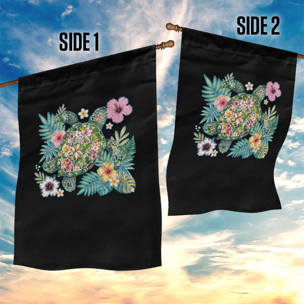 Floral Summer Turtle Garden Flag Preppy Tropical Coastal Beach Graphic TS12 Print Your Wear