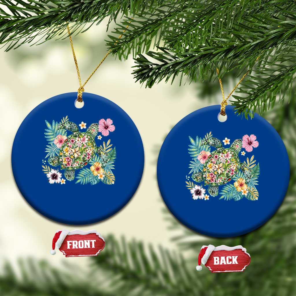 Floral Summer Turtle Ceramic Ornament Preppy Tropical Coastal Beach Graphic TS12 1pc Blue Print Your Wear