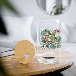 Floral Summer Turtle Glass Can Preppy Tropical Coastal Beach Graphic TS12 Print Your Wear