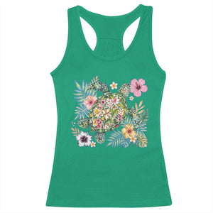 Floral Summer Turtle Racerback Tank Top Preppy Tropical Coastal Beach Graphic TS12 Irish Green Print Your Wear