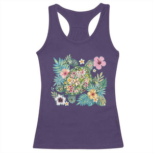 Floral Summer Turtle Racerback Tank Top Preppy Tropical Coastal Beach Graphic TS12 Purple Print Your Wear