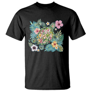 Floral Summer Turtle T Shirt Preppy Tropical Coastal Beach Graphic TS12 Black Print Your Wear