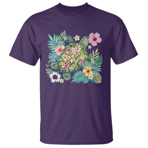 Floral Summer Turtle T Shirt Preppy Tropical Coastal Beach Graphic TS12 Purple Print Your Wear