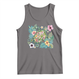 Floral Summer Turtle Tank Top Preppy Tropical Coastal Beach Graphic TS12 Deep Heather Print Your Wear