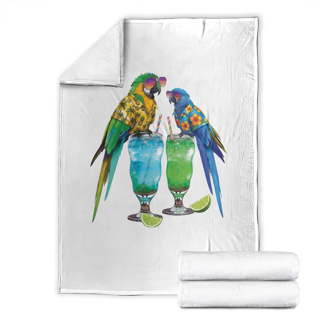 Hawaiian Parrots Drinking Margaritas Throw Blanket Beach Vacation Gift TS12 White Print Your Wear