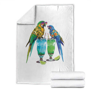 Hawaiian Parrots Drinking Margaritas Throw Blanket Beach Vacation Gift TS12 White Print Your Wear