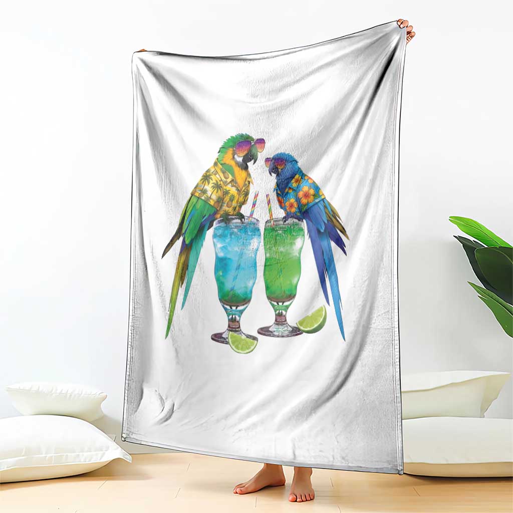 Hawaiian Parrots Drinking Margaritas Throw Blanket Beach Vacation Gift TS12 Print Your Wear