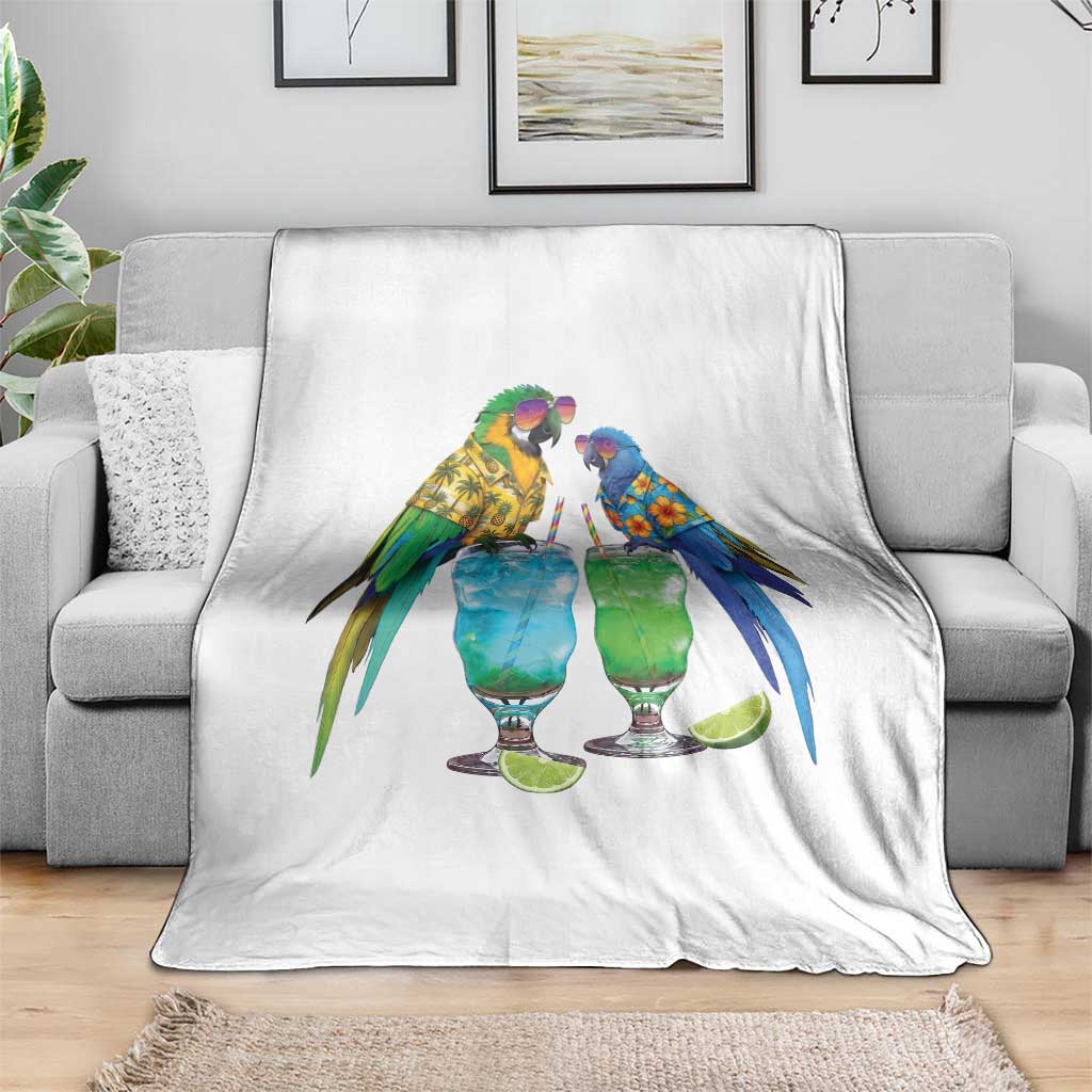 Hawaiian Parrots Drinking Margaritas Throw Blanket Beach Vacation Gift TS12 Print Your Wear