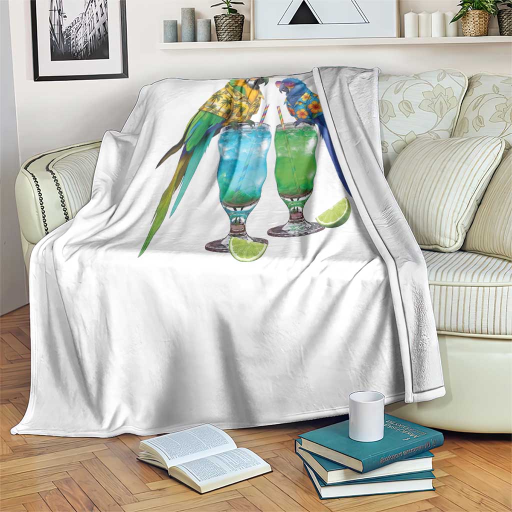 Hawaiian Parrots Drinking Margaritas Throw Blanket Beach Vacation Gift TS12 Print Your Wear