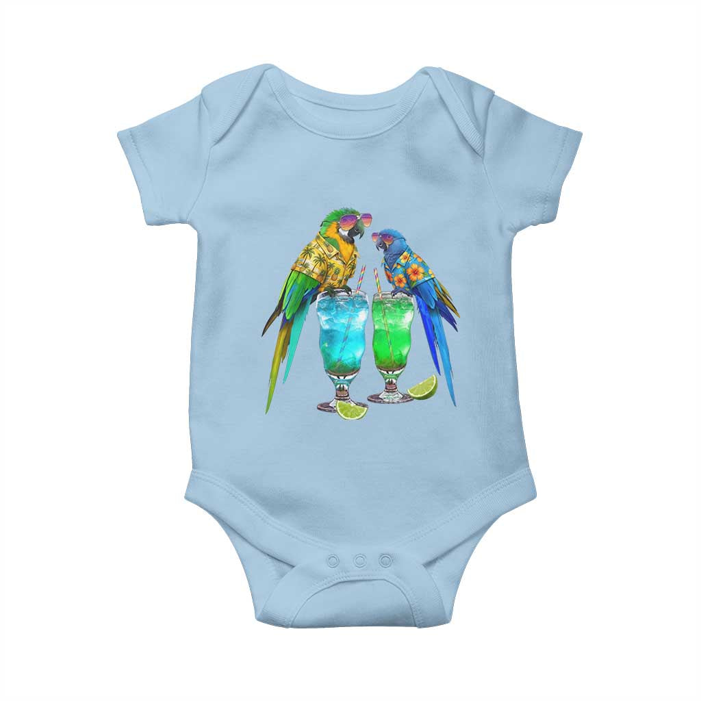 Hawaiian Parrots Drinking Margaritas Baby Onesie Beach Vacation Gift TS12 Light Blue Print Your Wear