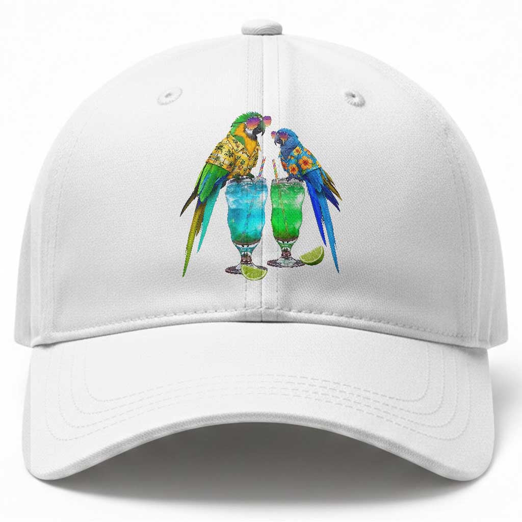 Hawaiian Parrots Drinking Margaritas Baseball Cap Beach Vacation Gift TS12 Print Your Wear