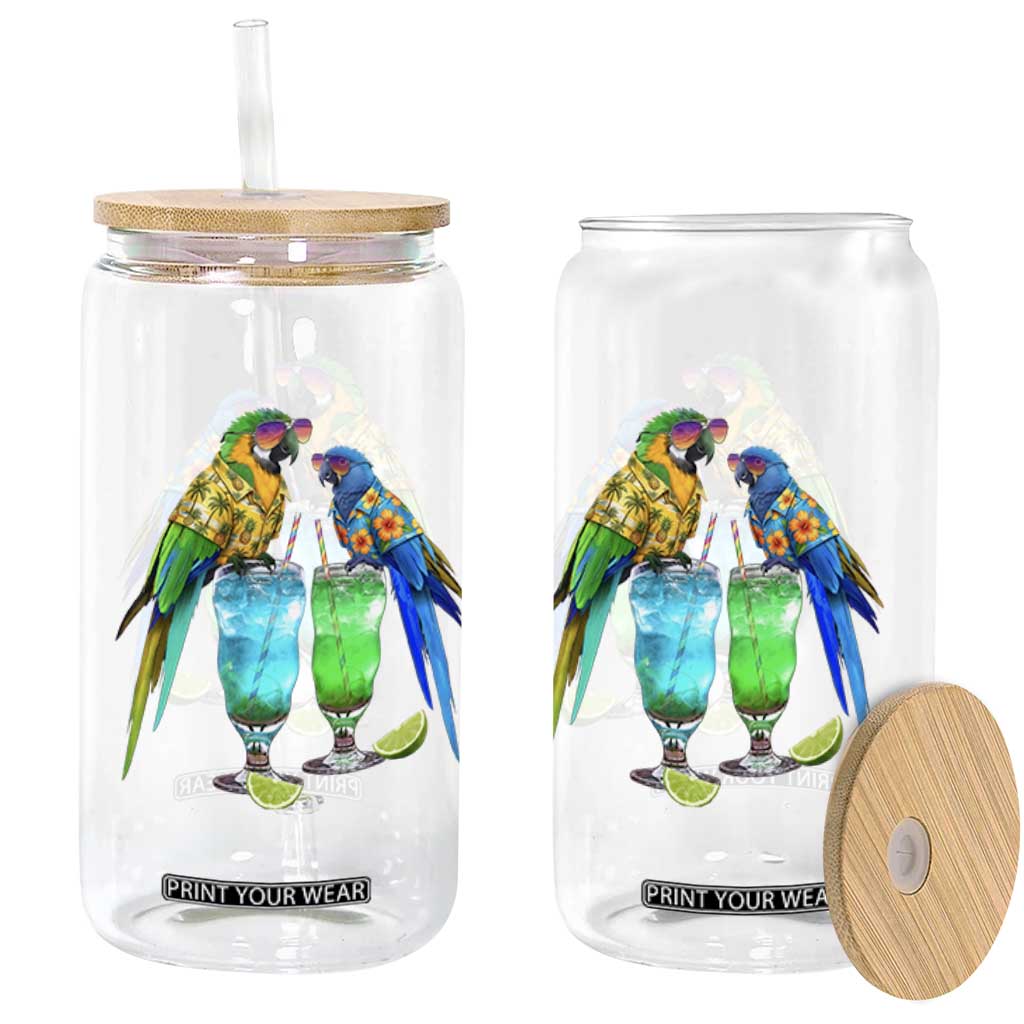 Hawaiian Parrots Drinking Margaritas Glass Can Beach Vacation Gift TS12 Print Your Wear