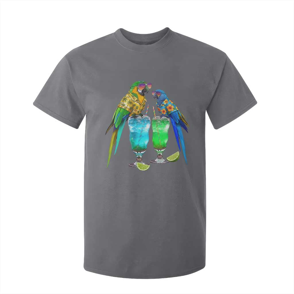 Hawaiian Parrots Drinking Margaritas T Shirt For Kid Beach Vacation Gift TS12 Charcoal Print Your Wear