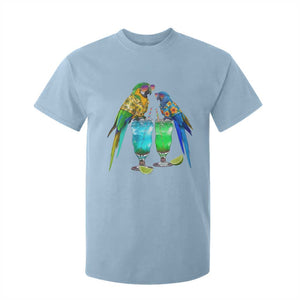Hawaiian Parrots Drinking Margaritas T Shirt For Kid Beach Vacation Gift TS12 Light Blue Print Your Wear
