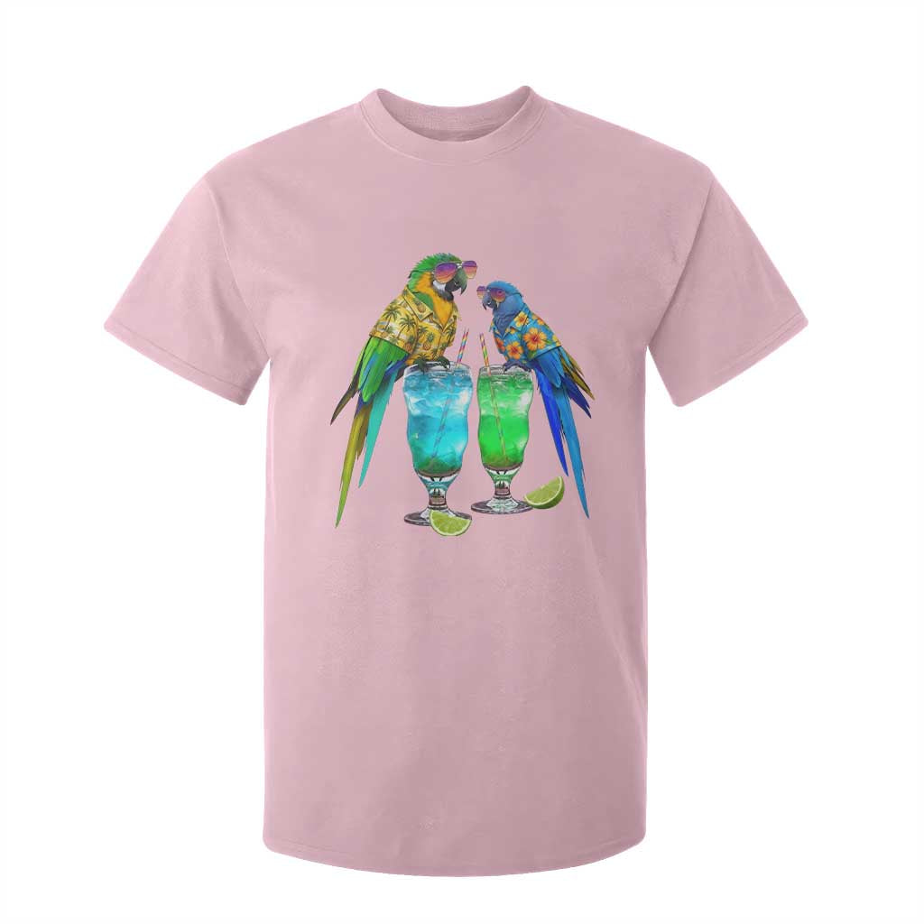 Hawaiian Parrots Drinking Margaritas T Shirt For Kid Beach Vacation Gift TS12 Light Pink Print Your Wear