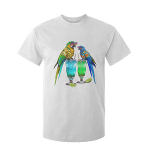 Hawaiian Parrots Drinking Margaritas T Shirt For Kid Beach Vacation Gift TS12 White Print Your Wear