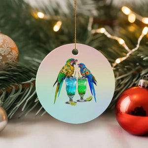 Hawaiian Parrots Drinking Margaritas Ceramic Ornament Beach Vacation Gift TS12 1pc Pastel Print Your Wear