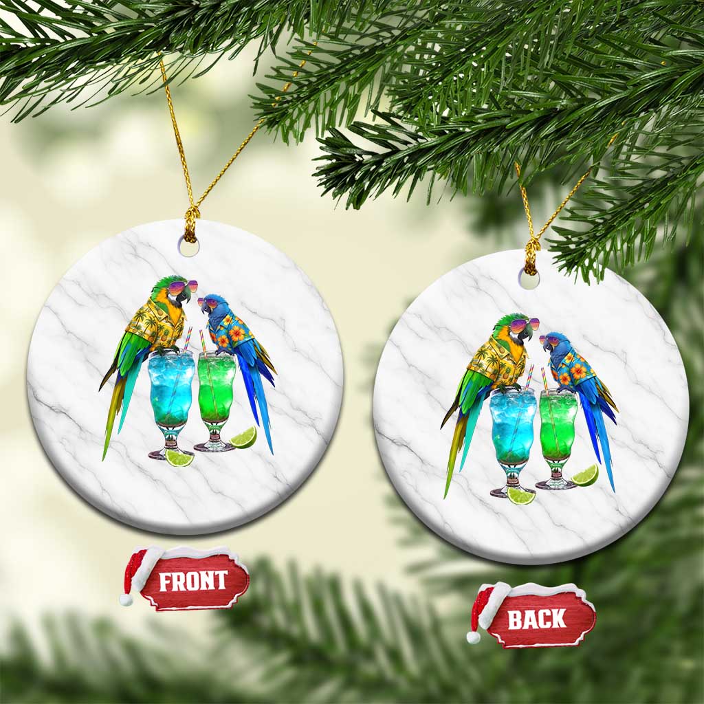 Hawaiian Parrots Drinking Margaritas Ceramic Ornament Beach Vacation Gift TS12 1pc White Marble Print Your Wear