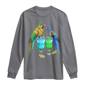 Hawaiian Parrots Drinking Margaritas Long Sleeve Shirt Beach Vacation Gift TS12 Charcoal Print Your Wear