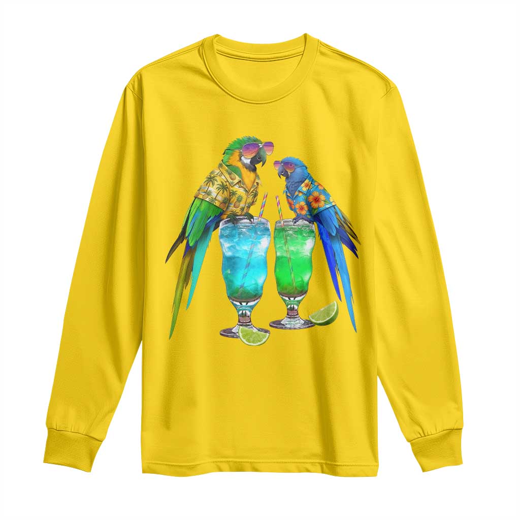 Hawaiian Parrots Drinking Margaritas Long Sleeve Shirt Beach Vacation Gift TS12 Daisy Print Your Wear