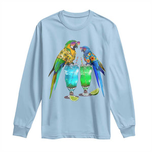 Hawaiian Parrots Drinking Margaritas Long Sleeve Shirt Beach Vacation Gift TS12 Light Blue Print Your Wear