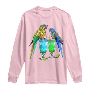 Hawaiian Parrots Drinking Margaritas Long Sleeve Shirt Beach Vacation Gift TS12 Light Pink Print Your Wear