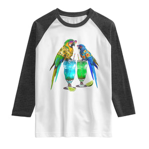 Hawaiian Parrots Drinking Margaritas Raglan Shirt Beach Vacation Gift TS12 White Heather Charcoal Print Your Wear