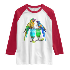 Hawaiian Parrots Drinking Margaritas Raglan Shirt Beach Vacation Gift TS12 White Red Print Your Wear