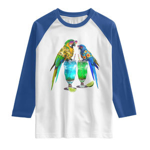 Hawaiian Parrots Drinking Margaritas Raglan Shirt Beach Vacation Gift TS12 White Royal Print Your Wear