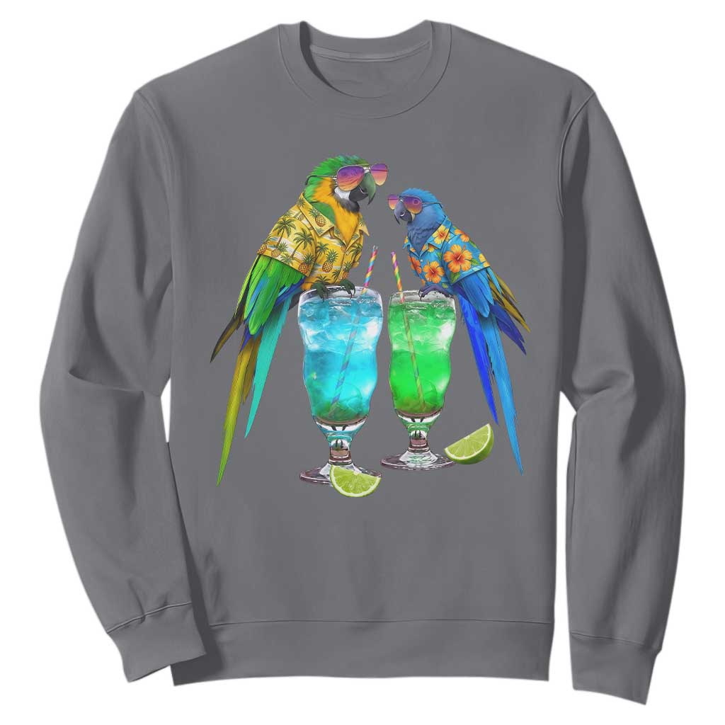 Hawaiian Parrots Drinking Margaritas Sweatshirt Beach Vacation Gift TS12 Charcoal Print Your Wear