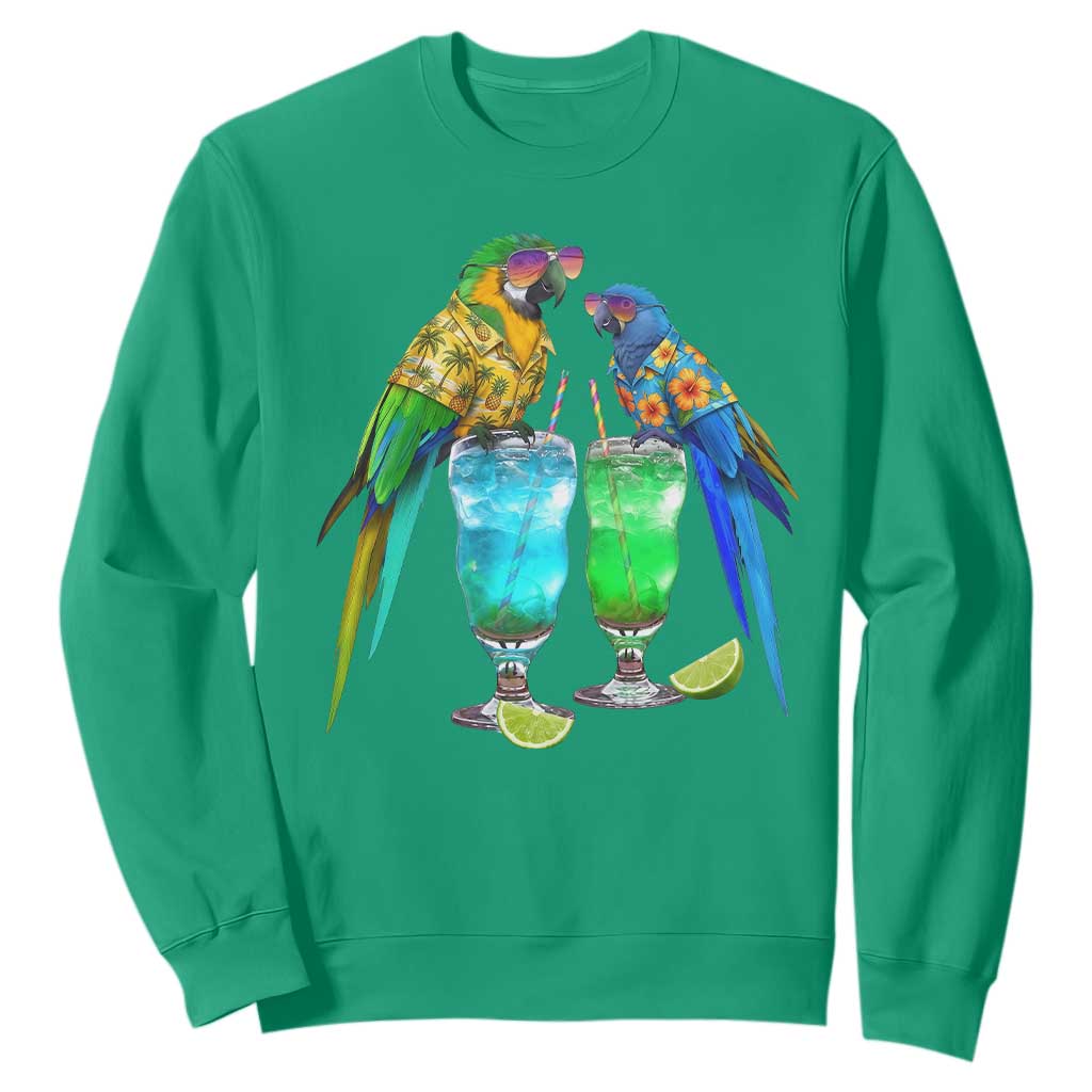 Hawaiian Parrots Drinking Margaritas Sweatshirt Beach Vacation Gift TS12 Irish Green Print Your Wear
