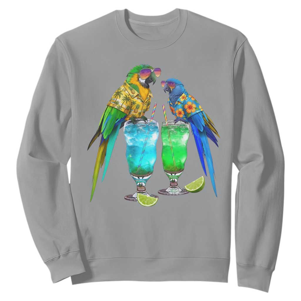 Hawaiian Parrots Drinking Margaritas Sweatshirt Beach Vacation Gift TS12 Sport Gray Print Your Wear