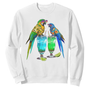 Hawaiian Parrots Drinking Margaritas Sweatshirt Beach Vacation Gift TS12 White Print Your Wear