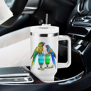 Hawaiian Parrots Drinking Margaritas Tumbler With Handle Beach Vacation Gift TS12 Print Your Wear