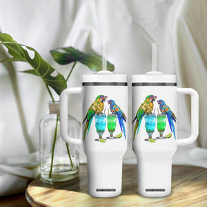 Hawaiian Parrots Drinking Margaritas Tumbler With Handle Beach Vacation Gift TS12 Print Your Wear