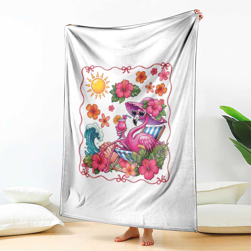 Funny Flamingo Tropical Floral Summer Vacation Graphic Throw Blanket TS12 Print Your Wear