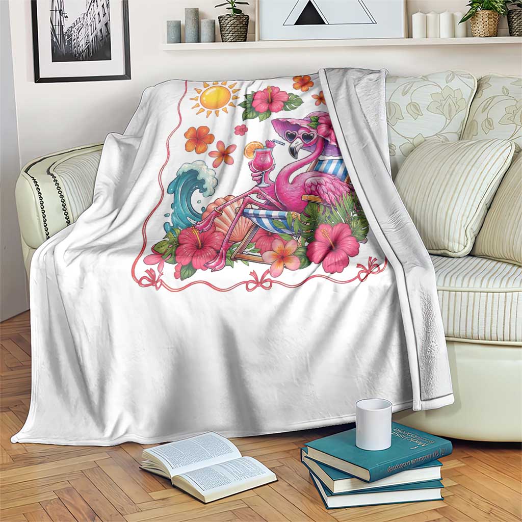 Funny Flamingo Tropical Floral Summer Vacation Graphic Throw Blanket TS12 Print Your Wear