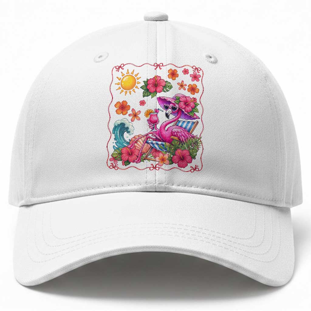 Funny Flamingo Tropical Floral Summer Vacation Graphic Baseball Cap TS12 Print Your Wear