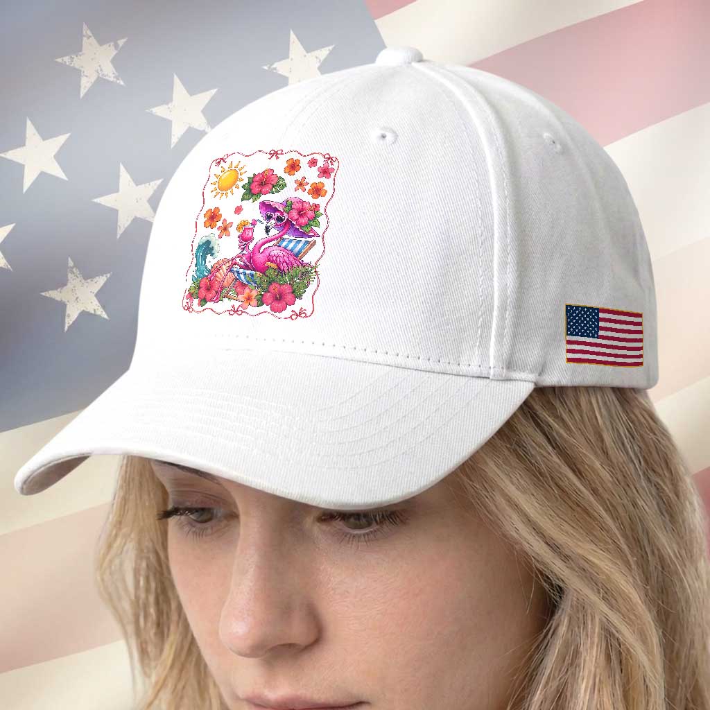 Funny Flamingo Tropical Floral Summer Vacation Graphic Baseball Cap TS12 Print Your Wear