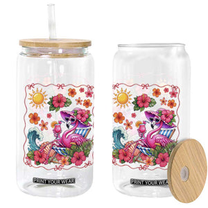 Funny Flamingo Tropical Floral Summer Vacation Graphic Glass Can TS12 Print Your Wear