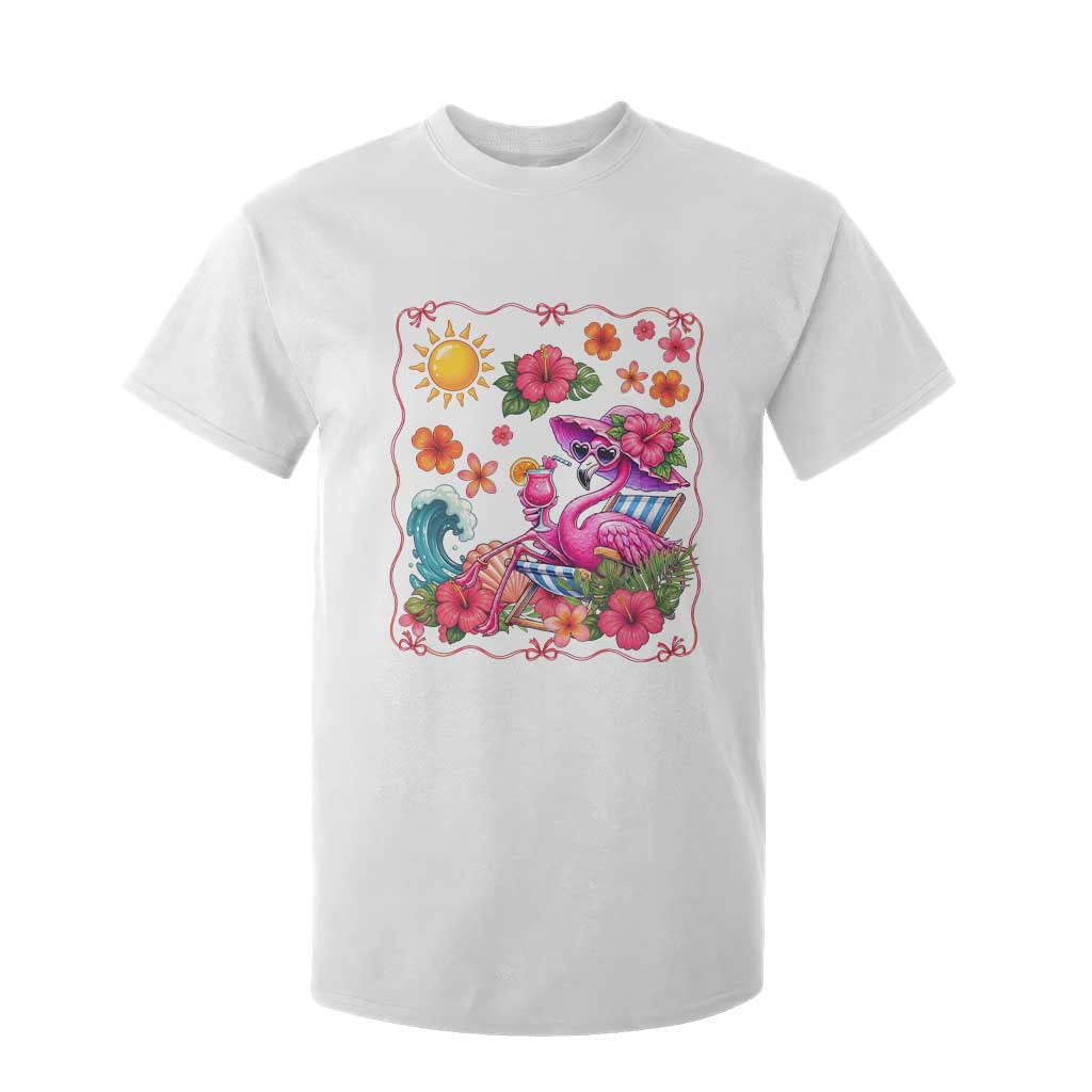 Funny Flamingo Tropical Floral Summer Vacation Graphic T Shirt For Kid TS12 White Print Your Wear
