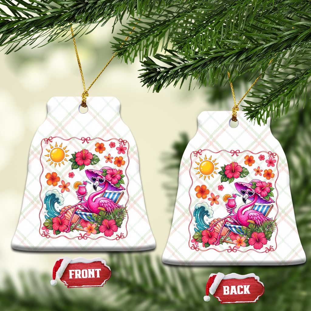 Funny Flamingo Tropical Floral Summer Vacation Graphic Ceramic Ornament TS12 Print Your Wear