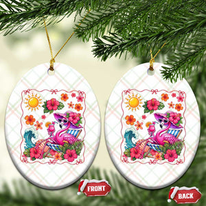 Funny Flamingo Tropical Floral Summer Vacation Graphic Ceramic Ornament TS12 Print Your Wear
