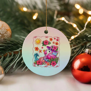 Funny Flamingo Tropical Floral Summer Vacation Graphic Ceramic Ornament TS12 1pc Pastel Print Your Wear