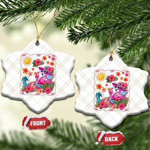 Funny Flamingo Tropical Floral Summer Vacation Graphic Ceramic Ornament TS12 Print Your Wear