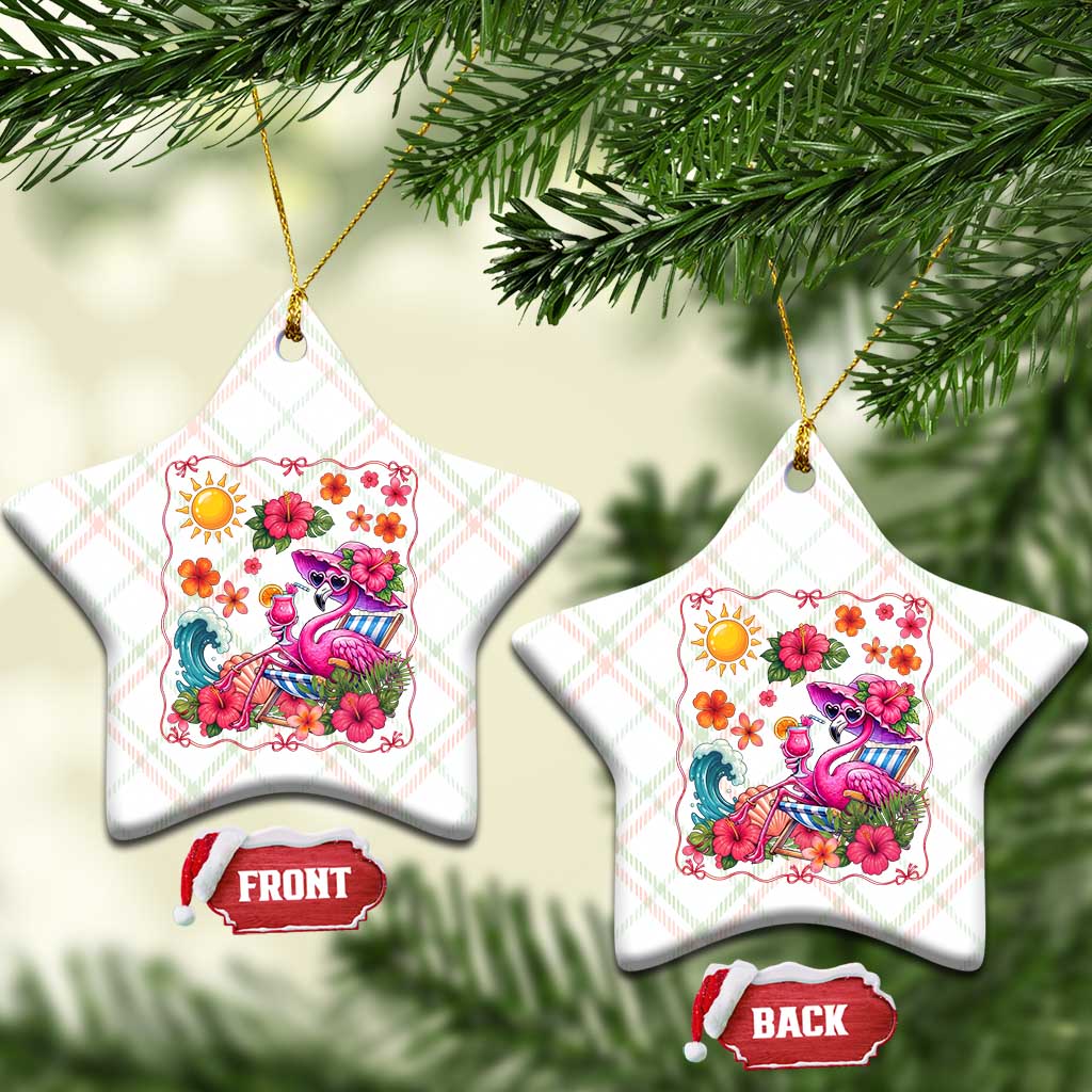 Funny Flamingo Tropical Floral Summer Vacation Graphic Ceramic Ornament TS12 Print Your Wear