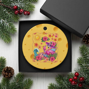 Funny Flamingo Tropical Floral Summer Vacation Graphic Ceramic Ornament TS12 1pc Yellow Cheese Print Your Wear